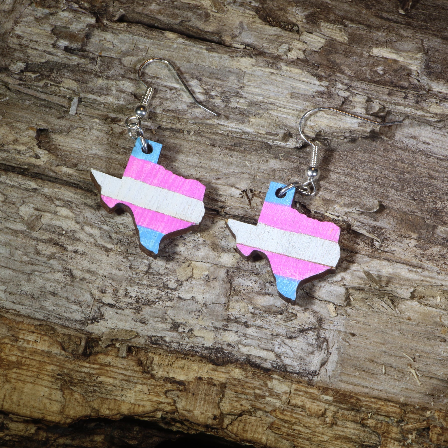 Texas Trans Pride Wooden Earrings | LGBTQ Texas Pride Jewelry