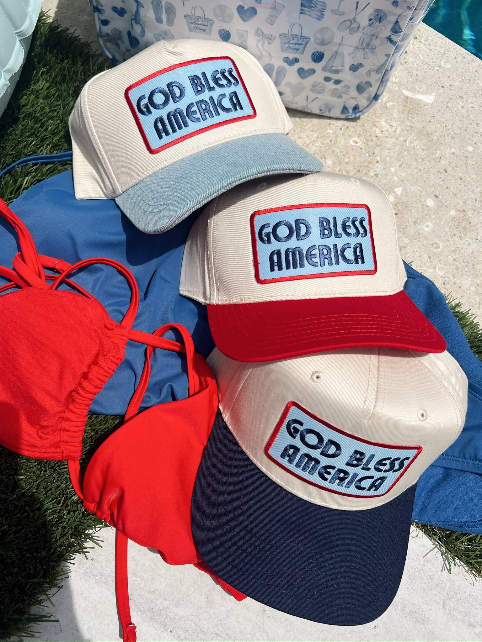 God Bless America - Vintage Trucker Hat - PREORDER by KenzKustomz, Southern lifestyle apparel detail photo 3