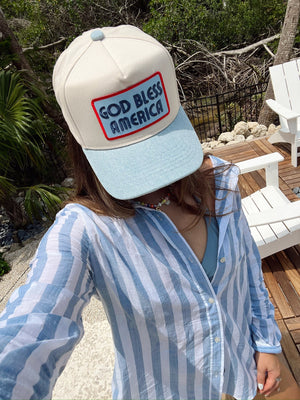 God Bless America - Vintage Trucker Hat - PREORDER by KenzKustomz, Southern lifestyle apparel detail photo 4