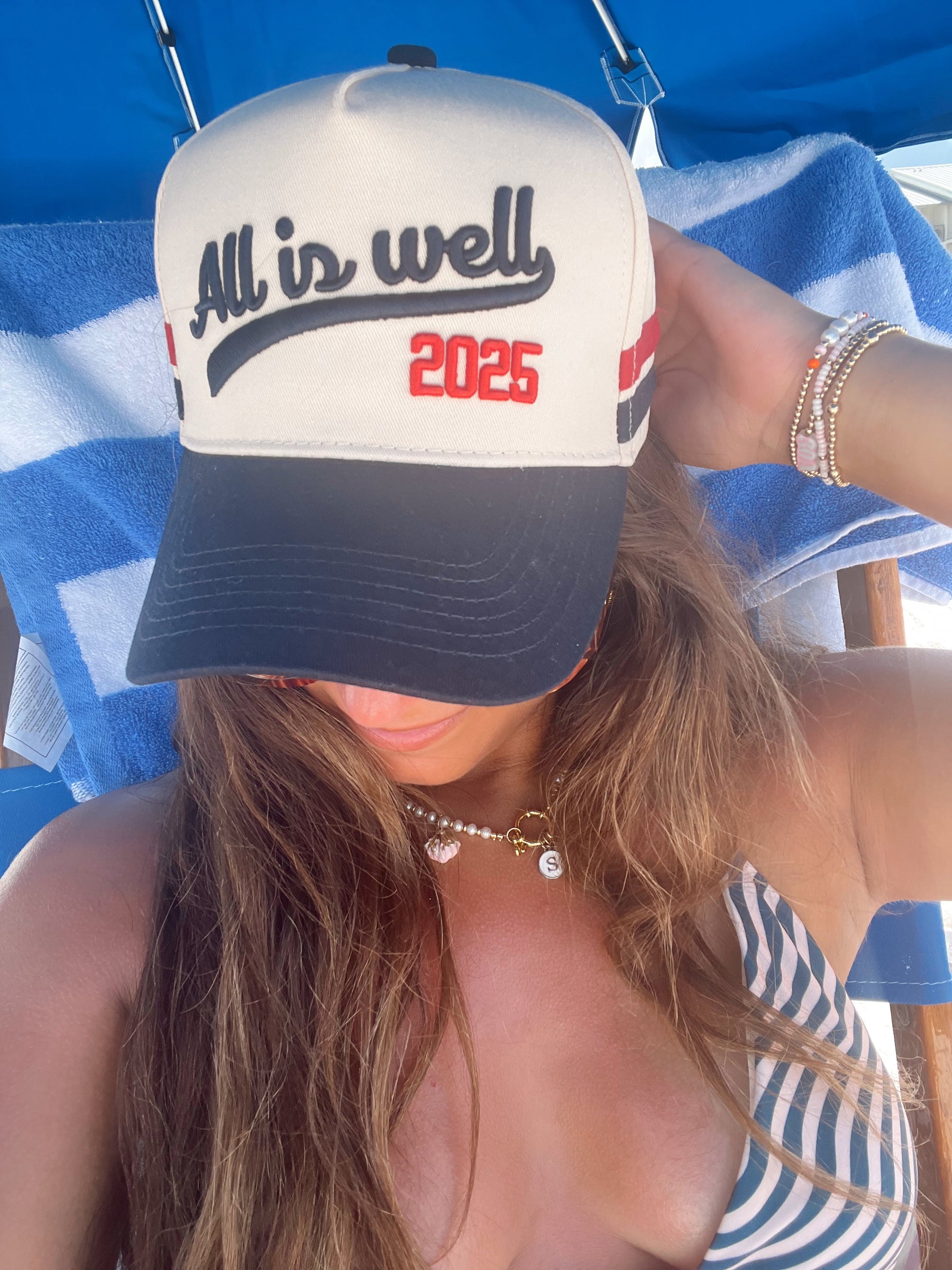 All is Well - Navy Vintage Trucker Hat by KenzKustomz, Southern lifestyle apparel detail photo 11