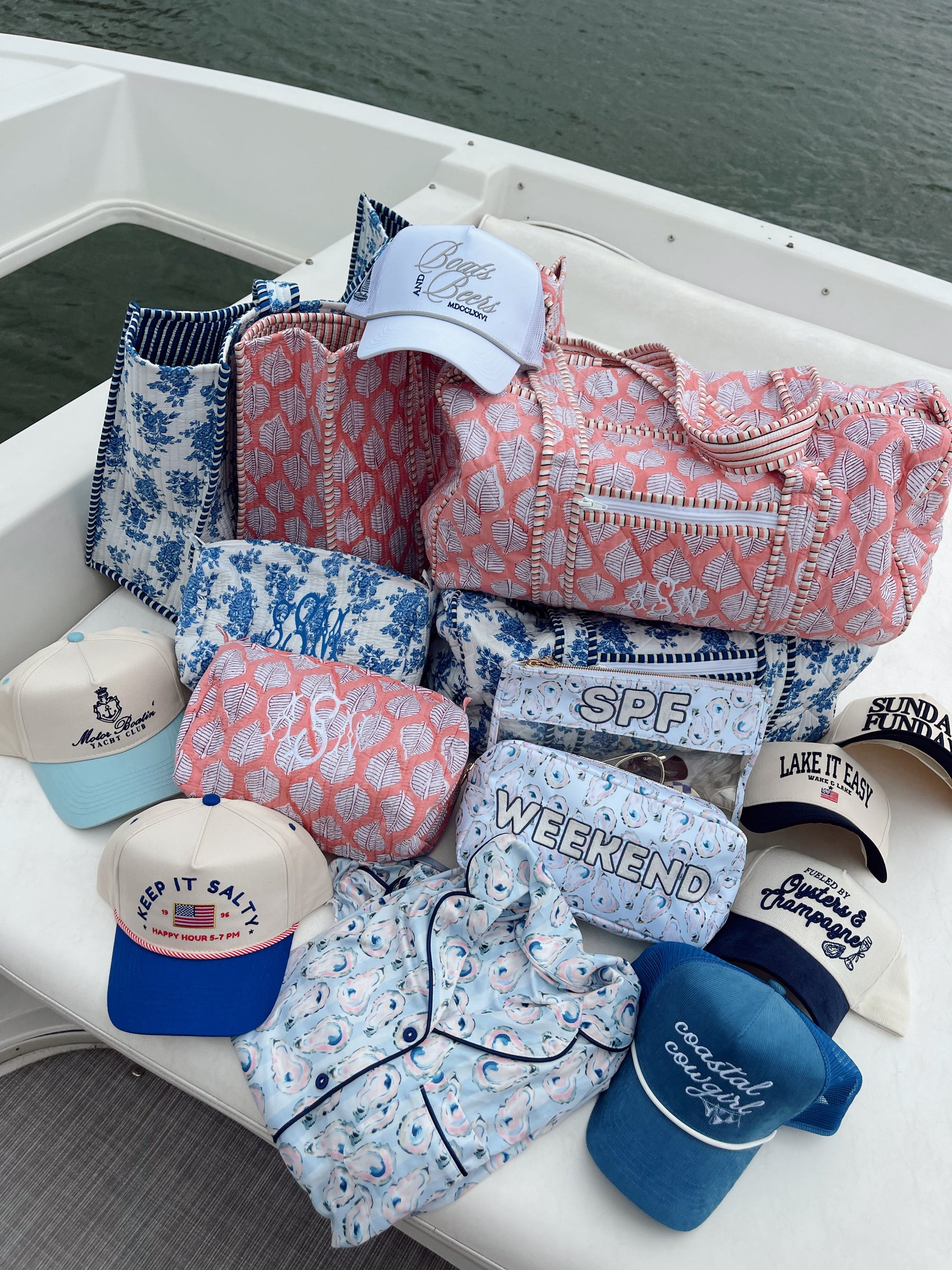 Boats & Beers - White Vintage Trucker Hat by KenzKustomz, Southern lifestyle apparel detail photo 11
