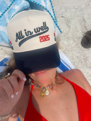All is Well - Navy Vintage Trucker Hat by KenzKustomz, Southern lifestyle apparel detail photo 10