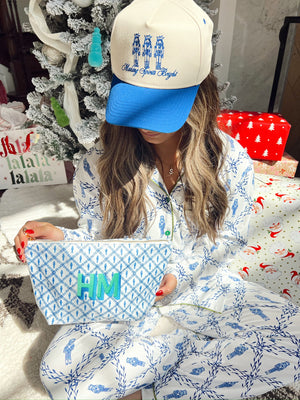 Making Spirits Bright - Blue Vintage Trucker Hat by KenzKustomz, view 7