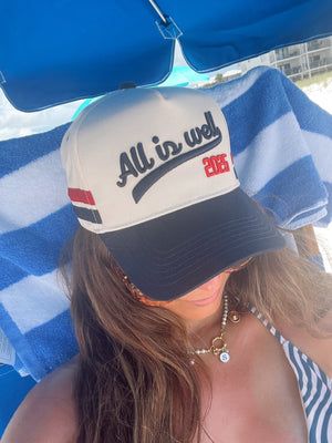All is Well - Navy Vintage Trucker Hat by KenzKustomz, Southern lifestyle apparel detail photo 3