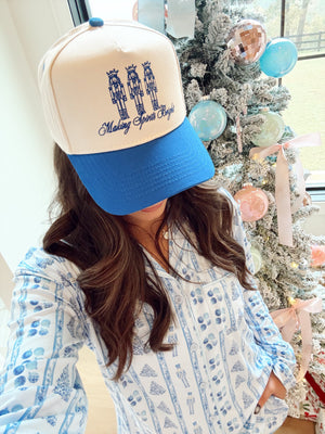 Making Spirits Bright - Blue Vintage Trucker Hat by KenzKustomz, view 2