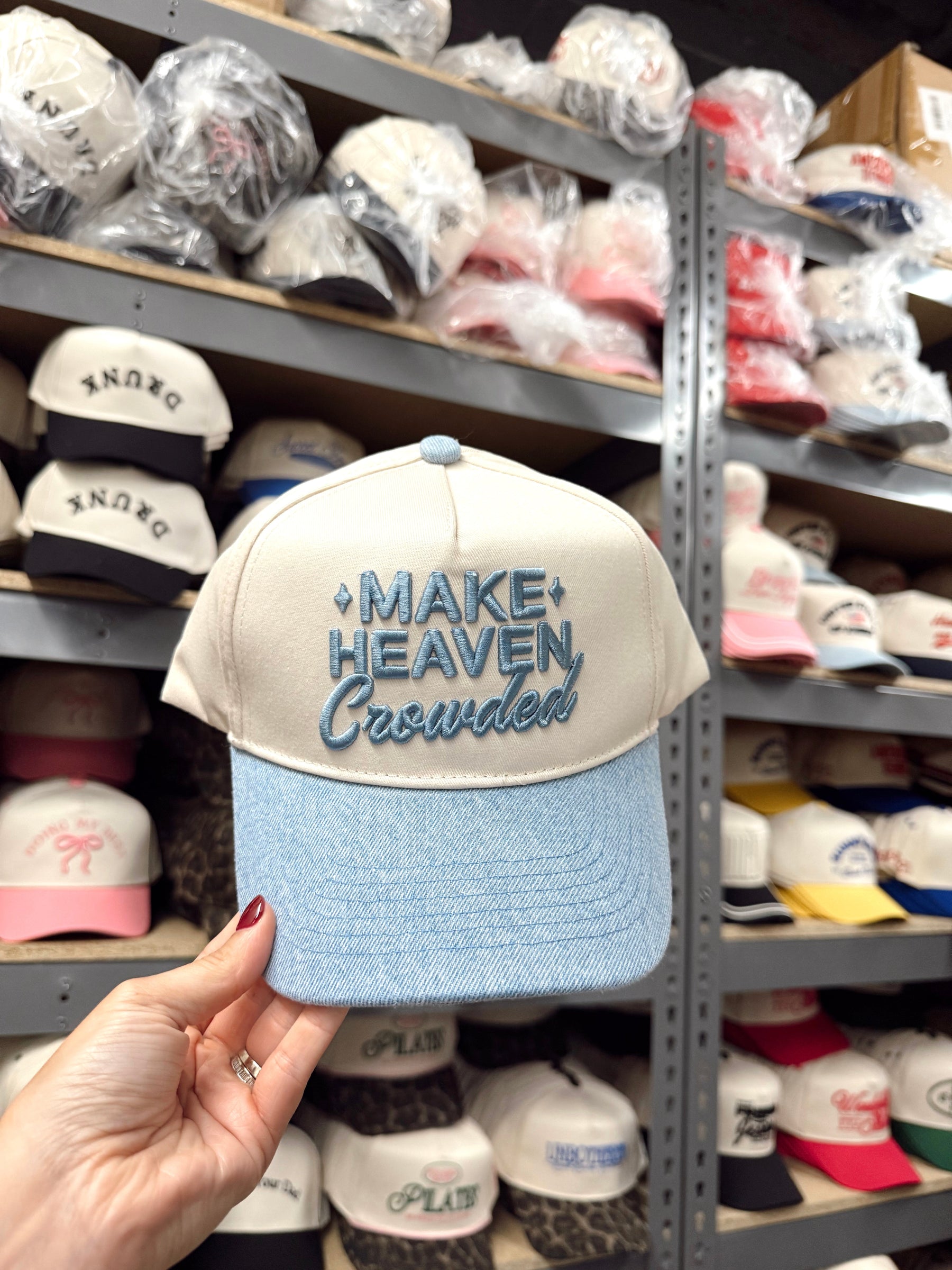 Make Heaven Crowded - Vintage Trucker Hat by KenzKustomz, Southern lifestyle apparel detail photo 16