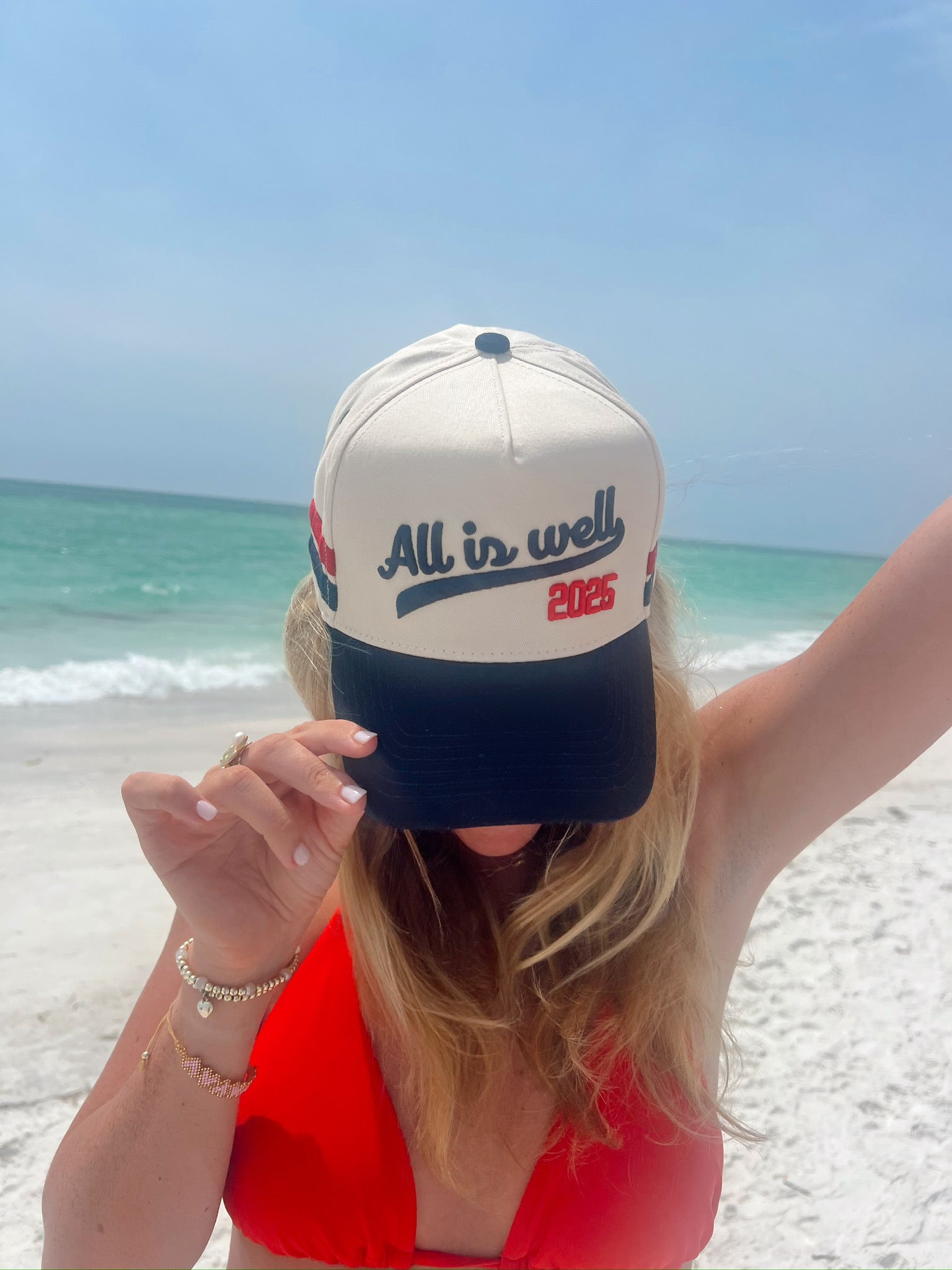 All is Well - Navy Vintage Trucker Hat by KenzKustomz, Southern lifestyle apparel detail photo 7