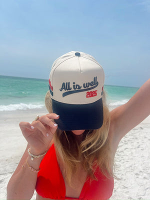 All is Well - Navy Vintage Trucker Hat by KenzKustomz, Southern lifestyle apparel detail photo 7