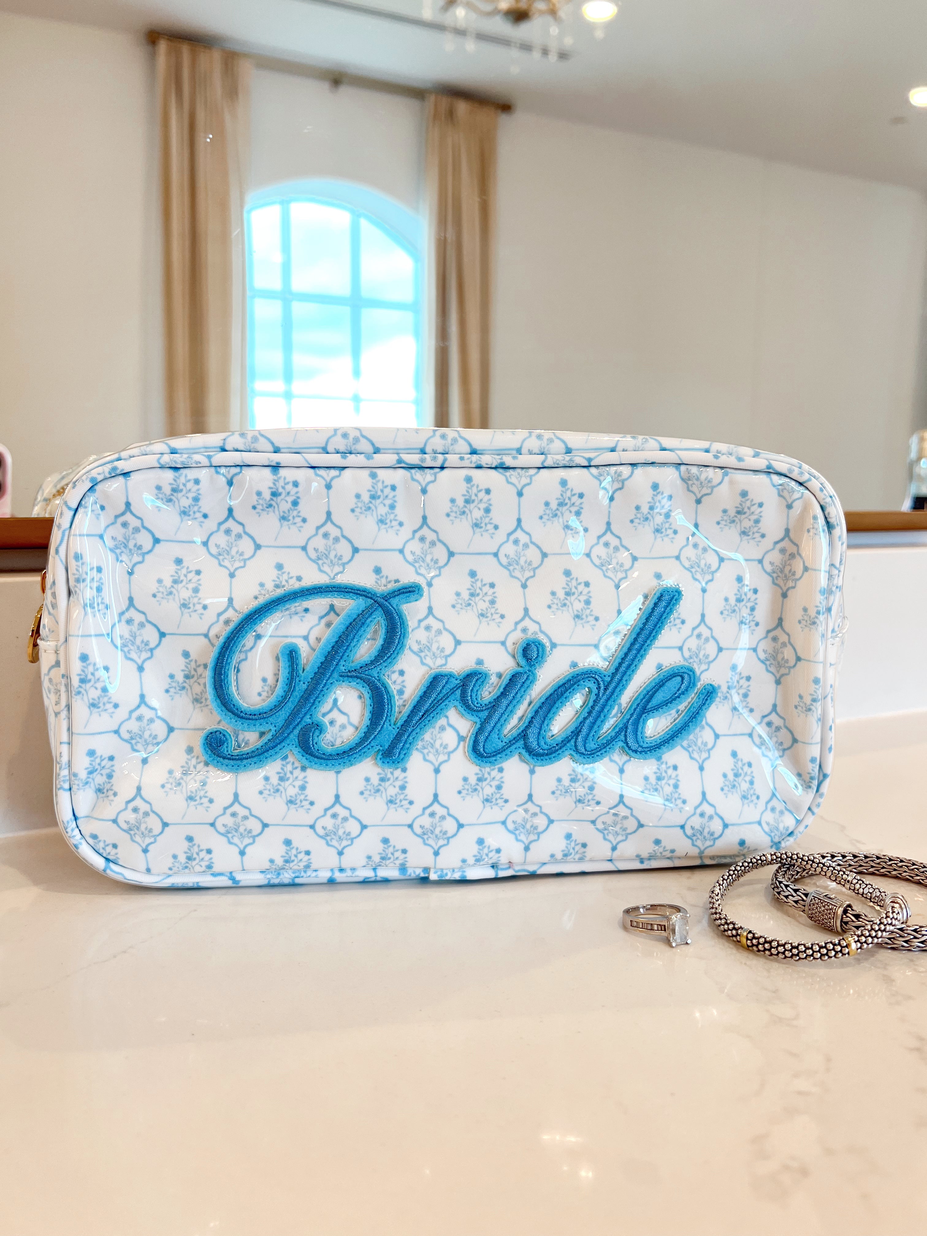 Pink + Blue Toile - Bride Large Bag detail view by KenzKustomz