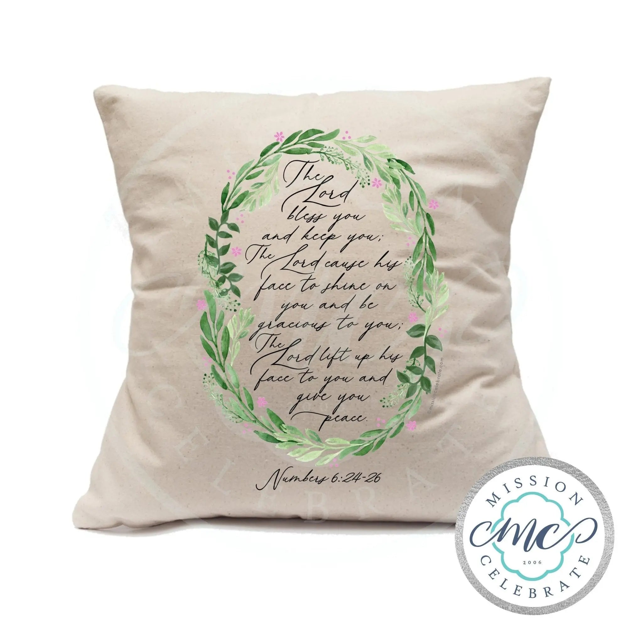 Numbers 6:24-26 Pillow Cover - "The Lord Bless You" Christian Decor