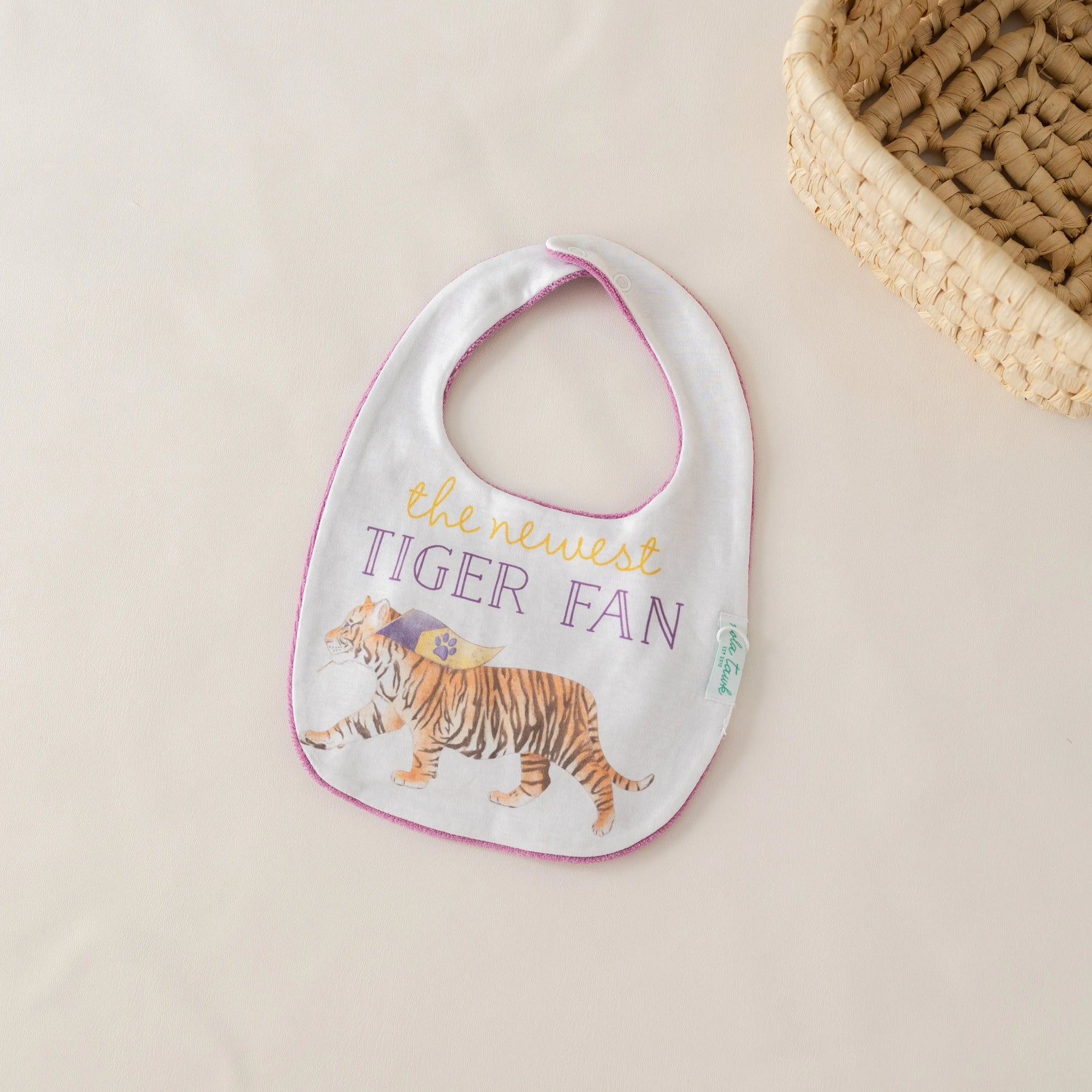 The Newest Tiger Fan Organic Cotton Baby Bib Nola Tawk