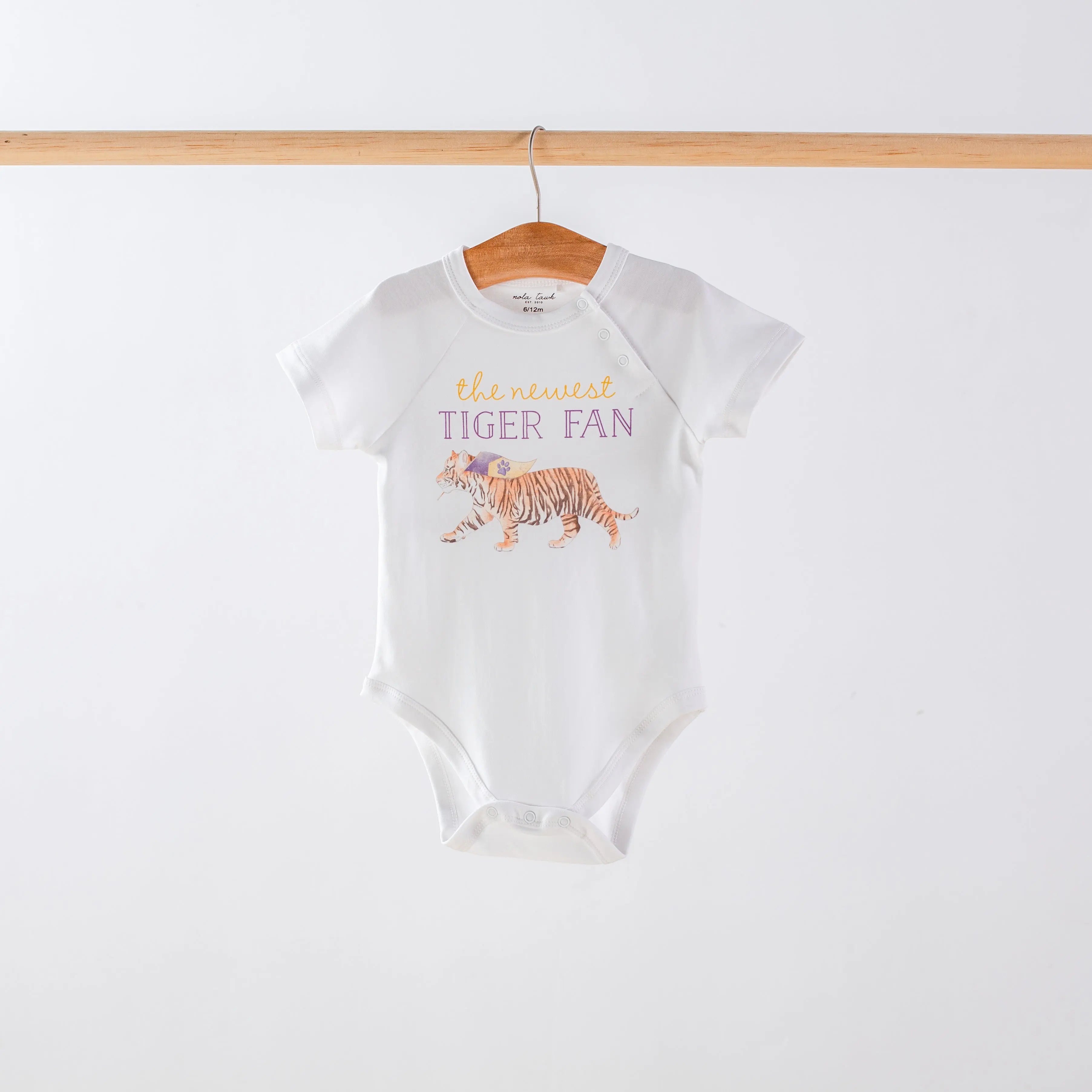The Newest Tiger Fan Organic Cotton Baby Onesie Nola Tawk