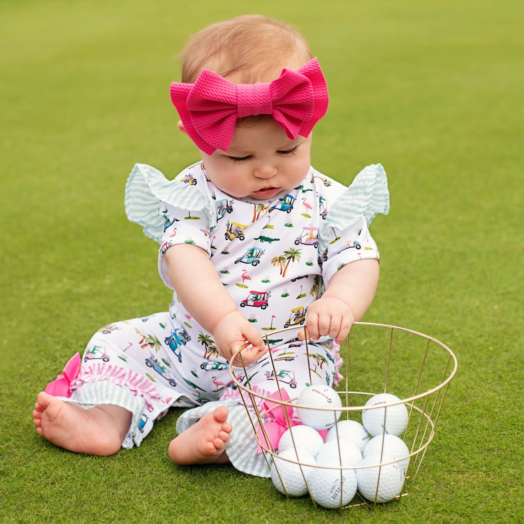 The Palms Girls Golf Romper by Seven Lantern Lane, Southern lifestyle apparel detail photo 11