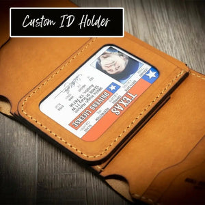 The Trinity Trifold Wallet by Bull Sheath Leather, handmade leather goods detail photo 4