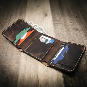 The Trinity Trifold Wallet by Bull Sheath Leather, handmade leather goods detail photo 9