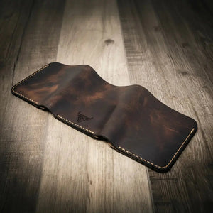 The Trinity Trifold Wallet by Bull Sheath Leather, handmade leather goods detail photo 11