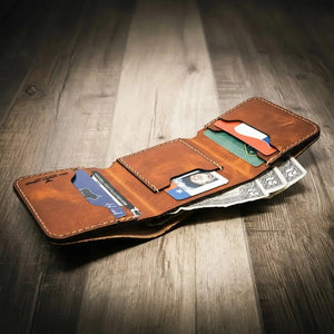 The Trinity Trifold Wallet by Bull Sheath Leather, handmade leather goods detail photo 15
