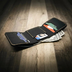 The Trinity Trifold Wallet by Bull Sheath Leather, handmade leather goods detail photo 20