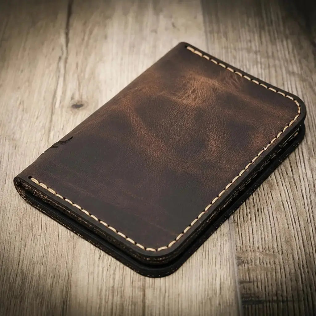 The Tyler Vertical Wallet by Bull Sheath Leather, handmade leather goods detail photo 7