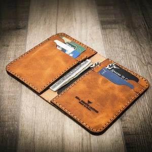 The Tyler Vertical Wallet by Bull Sheath Leather, handmade leather goods detail photo 9