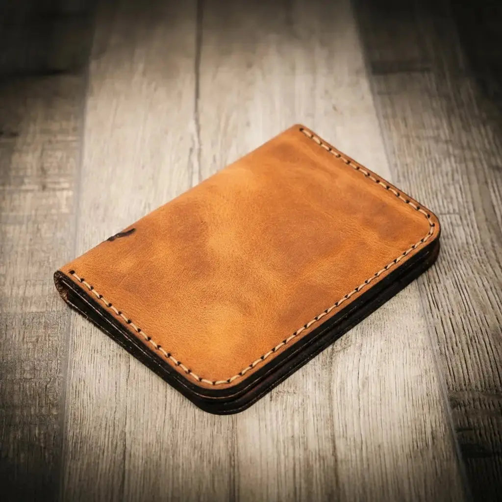 The Tyler Vertical Wallet by Bull Sheath Leather, handmade leather goods detail photo 10