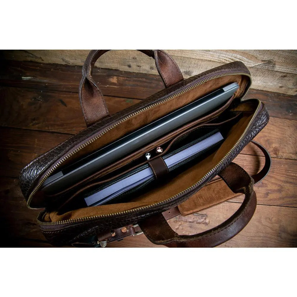Theodore Leather Attache by Mission Mercantile Leather Goods, handmade leather goods detail photo 3