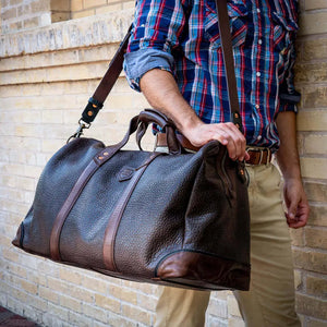 Theodore Leather Duffle Bag by Mission Mercantile Leather Goods, handmade leather goods detail photo 2