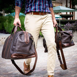 Theodore Leather Duffle Bag by Mission Mercantile Leather Goods, handmade leather goods detail photo 4
