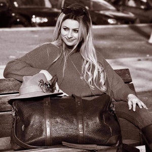 Theodore Leather Duffle Bag by Mission Mercantile Leather Goods, handmade leather goods detail photo 5