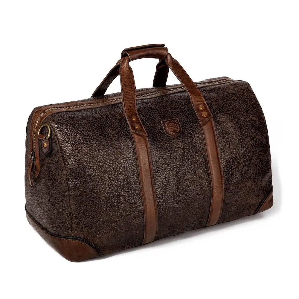 Theodore Leather Duffle Bag by Mission Mercantile Leather Goods, handmade leather goods detail photo 7