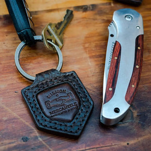Theodore Leather Keyring by Mission Mercantile Leather Goods, handmade jewelry main product photo