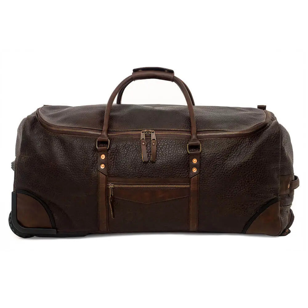Theodore Leather Large Wheeled Duffle Bag by Mission Mercantile Leather Goods, handmade leather goods main product photo
