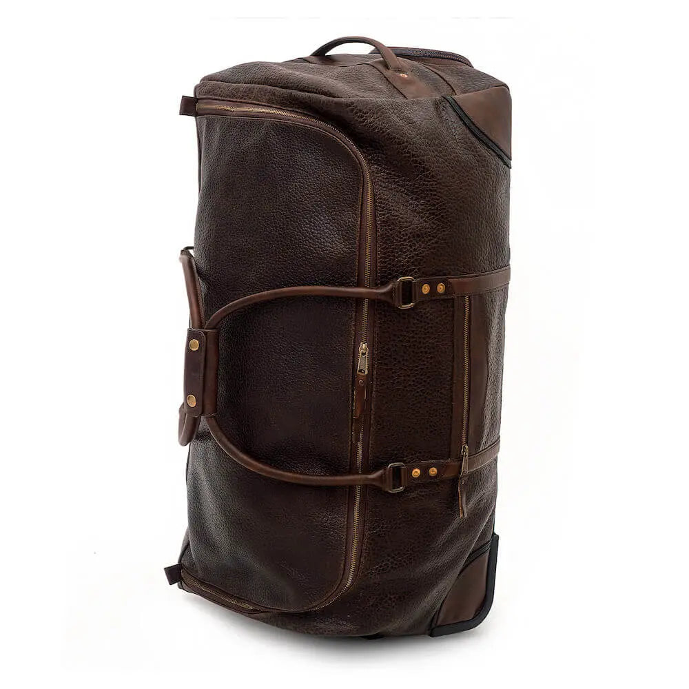 Theodore Leather Large Wheeled Duffle Bag by Mission Mercantile Leather Goods, handmade leather goods detail photo 4