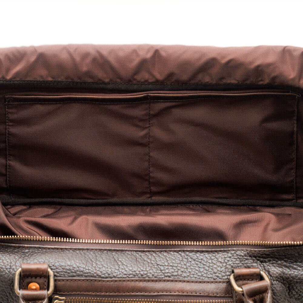 Theodore Leather Large Wheeled Duffle Bag by Mission Mercantile Leather Goods, handmade leather goods detail photo 9