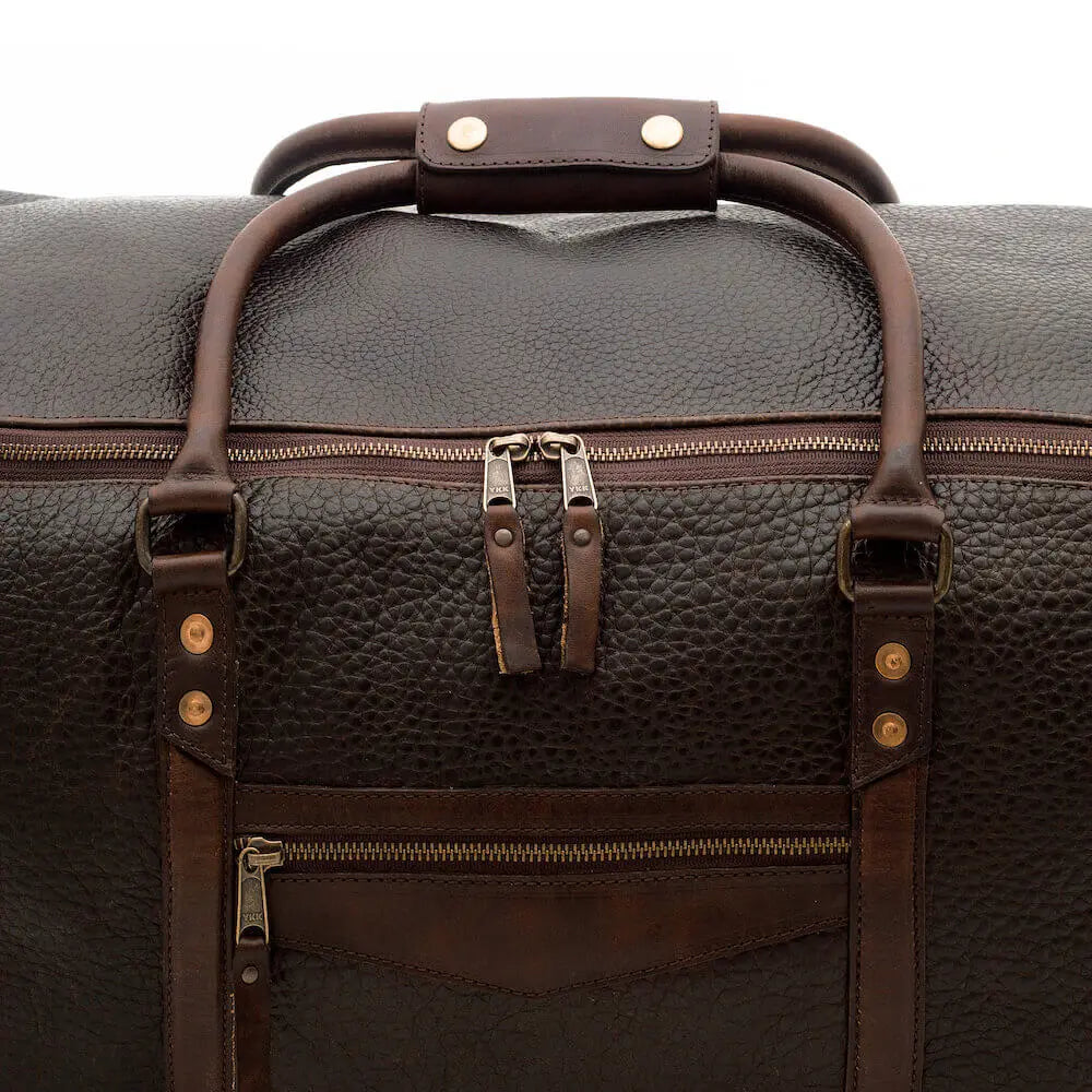 Theodore Leather Large Wheeled Duffle Bag by Mission Mercantile Leather Goods, handmade leather goods detail photo 10