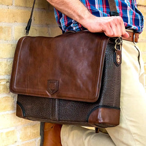 Theodore Leather Messenger Bag by Mission Mercantile Leather Goods, handmade leather goods main product photo