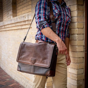 Theodore Leather Messenger Bag by Mission Mercantile Leather Goods, handmade leather goods detail photo 4
