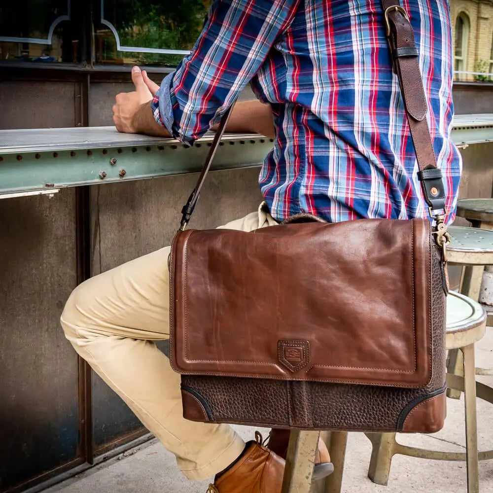 Theodore Leather Messenger Bag by Mission Mercantile Leather Goods, handmade leather goods detail photo 12