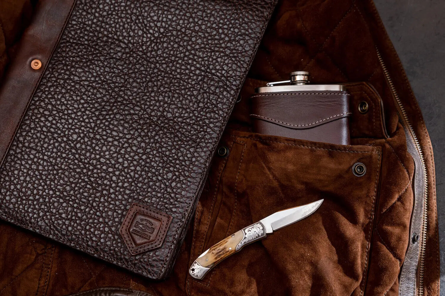 Theodore Leather Padfolio by Mission Mercantile Leather Goods, handmade leather goods detail photo 6