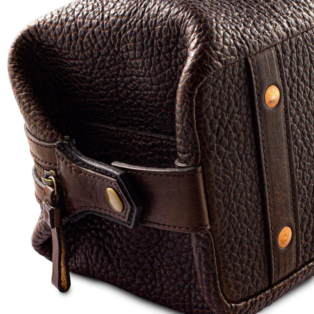 Theodore Leather Toiletry Wash Bag by Mission Mercantile Leather Goods, natural skincare detail photo 10