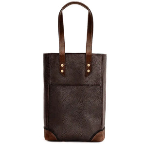 Theodore Leather Two Bottle Wine Tote Carrier by Mission Mercantile Leather Goods, handmade leather goods detail photo 4