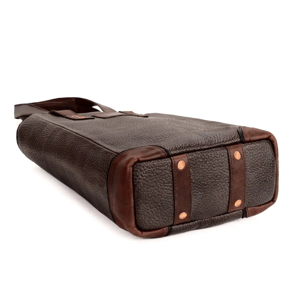 Theodore Leather Two Bottle Wine Tote Carrier by Mission Mercantile Leather Goods, handmade leather goods detail photo 6