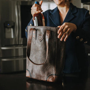 Theodore Leather Two Bottle Wine Tote Carrier by Mission Mercantile Leather Goods, handmade leather goods detail photo 10