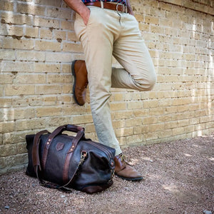 Theodore Leather Weekender Duffle Bag by Mission Mercantile Leather Goods, handmade leather goods detail photo 4