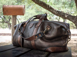 Theodore Leather Weekender Duffle Bag by Mission Mercantile Leather Goods, handmade leather goods detail photo 5