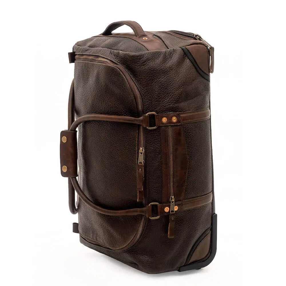 Theodore Leather Wheeled Carry-On Duffle Bag by Mission Mercantile Leather Goods, handmade leather goods detail photo 8