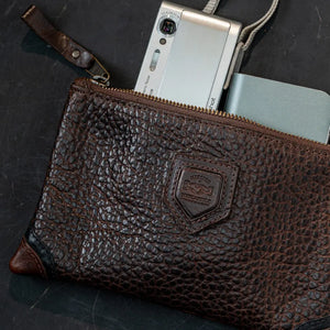 Theodore Leather Zippered Pouch by Mission Mercantile Leather Goods, handmade leather goods main product photo