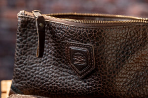 Theodore Leather Zippered Pouch by Mission Mercantile Leather Goods, handmade leather goods detail photo 3