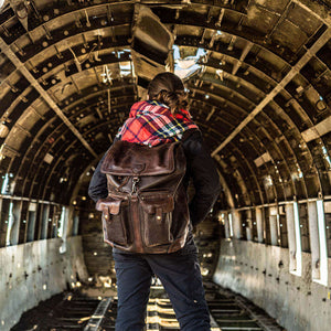 Theodore full-grain leather laptop backpack detail image 3