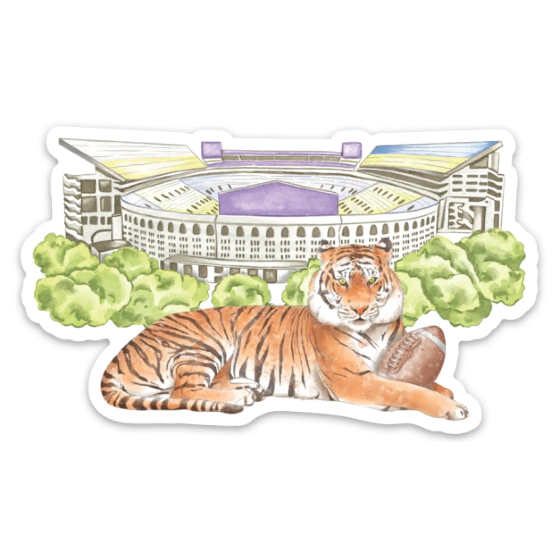 Tiger Stadium Die Cut Sticker by Nola Tawk, vinyl decal main product photo